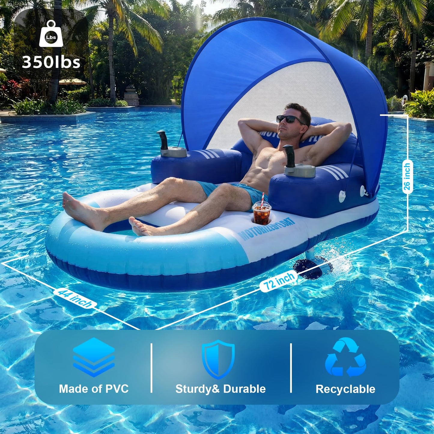 Motorized Pool Float with Canopy
