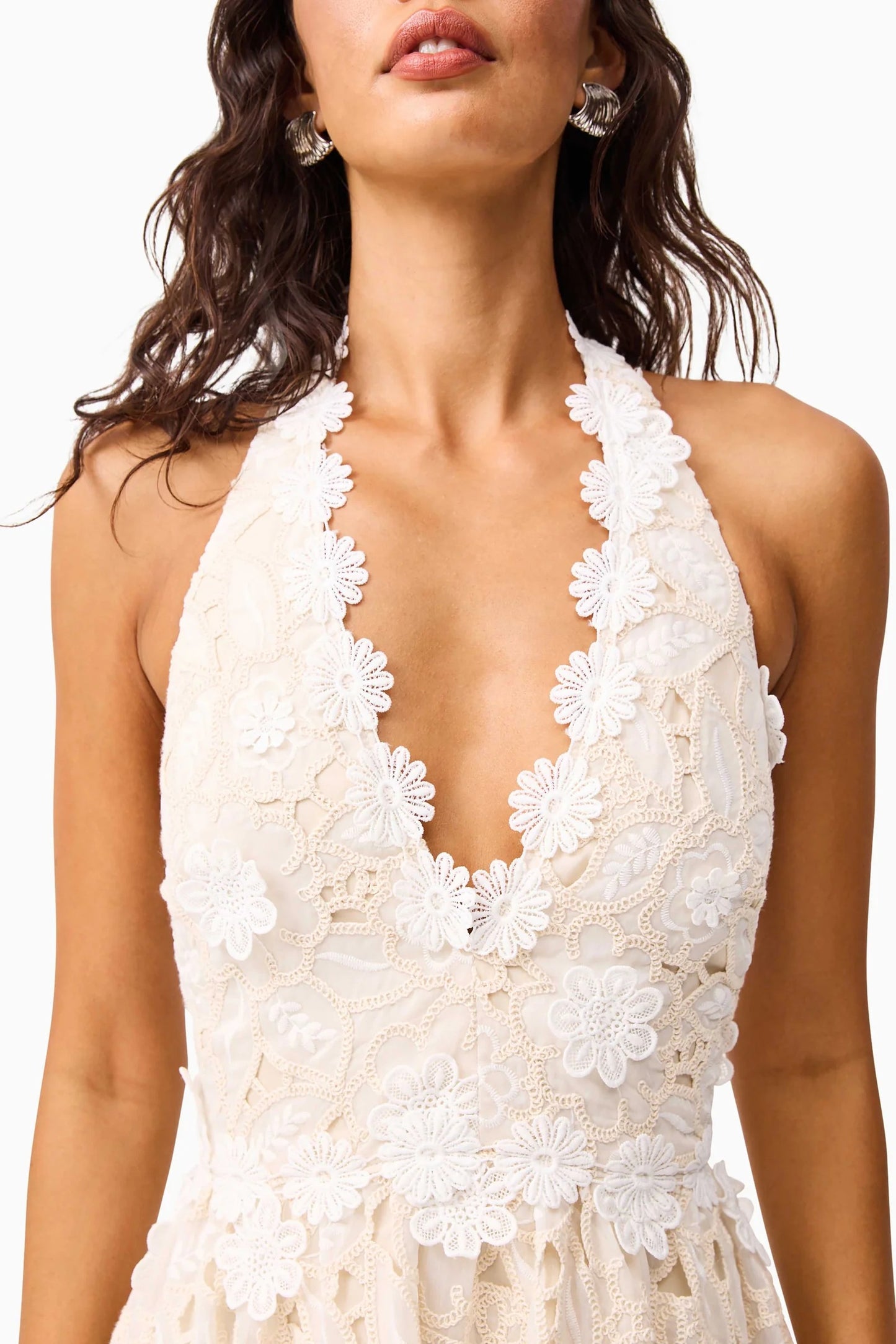 Sienna V-Neck Gown in Cream