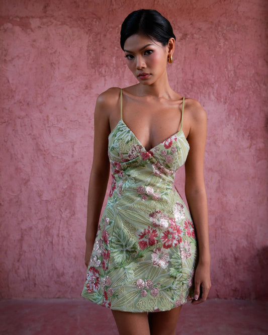 Floral Embellished Mini Dress