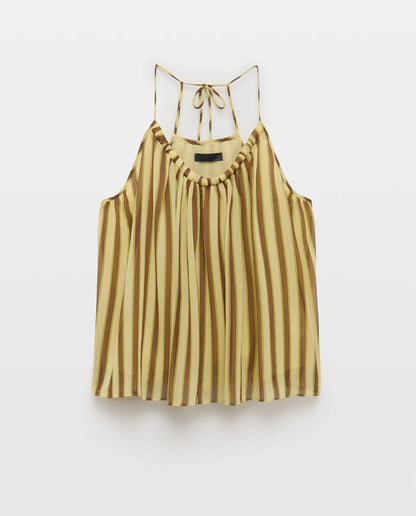 Tan And Yellow Striped Two-Piece Set